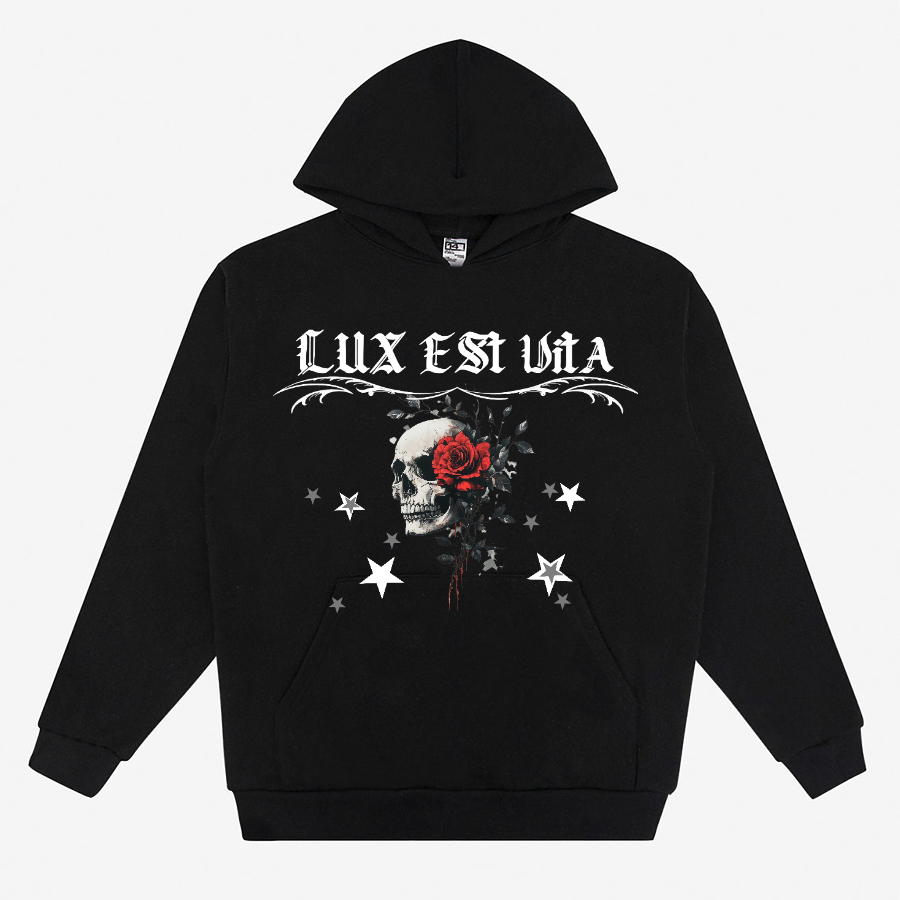 LUX EST VITA BLACK HOODIE